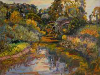 A Bend of The Chrudimka River at Hostovice, 2015, oil on canvas panel (60x80) 