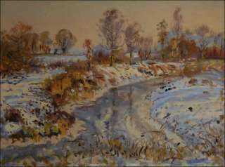 Snowy Novohradka near hetick Lhota, 2012, oil on canvas panel (60x80)