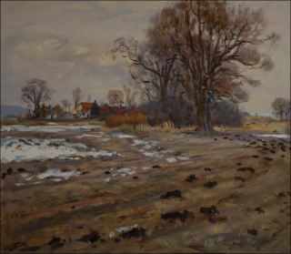 Snow Remains near A Farm between Chote and Doln edice, 2013, oil on canvas panel (70x80)