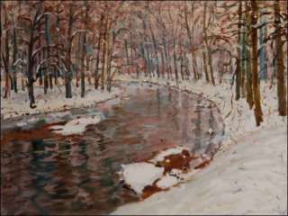 Winter Chrudimka River near A Weir in Mnlice, 2010, oil on canvas panel (60x80)