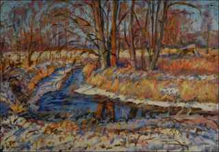 Winter Novohradka near Uhetick Lhota in front of The Confluence with Chrudimka, 2016, oil on canvas panel (70x100) 