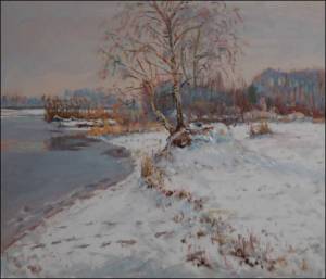 A Sand-pit  beyond Hrdek with A Birch in Winter, 2008, oil on canvas panel (60x70) 