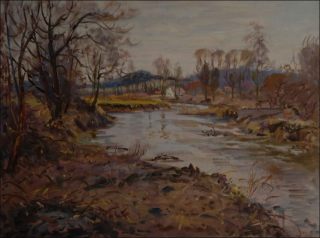 Heightened Reach of The Novohradka River near hetick Lhota, oil on canvas panel (60x80)